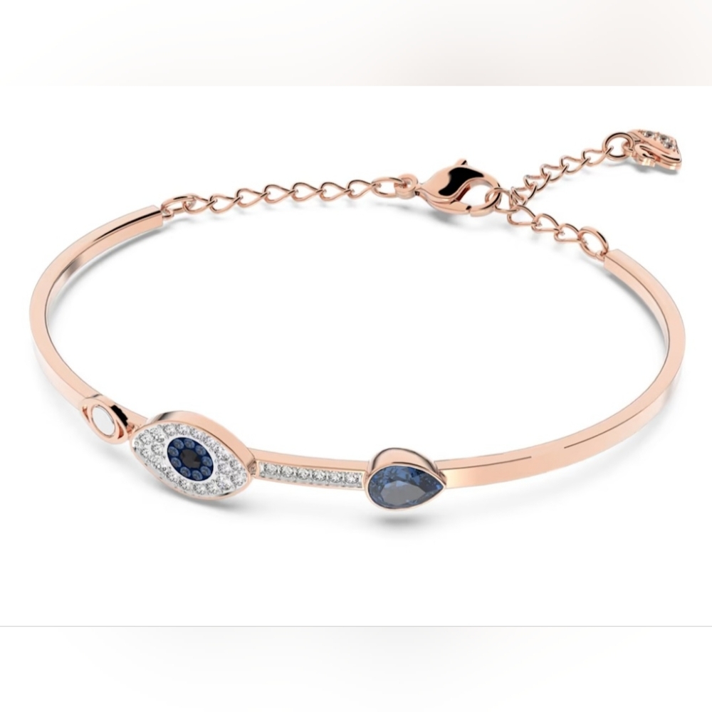 Swarovski Symbolica Bangle Evil Eye Blue Mixed Metal NIB